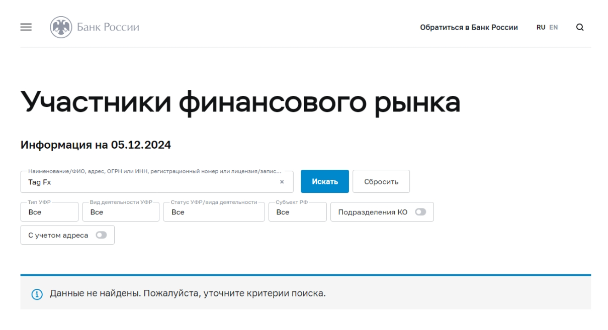 информация Tag Fx LTD