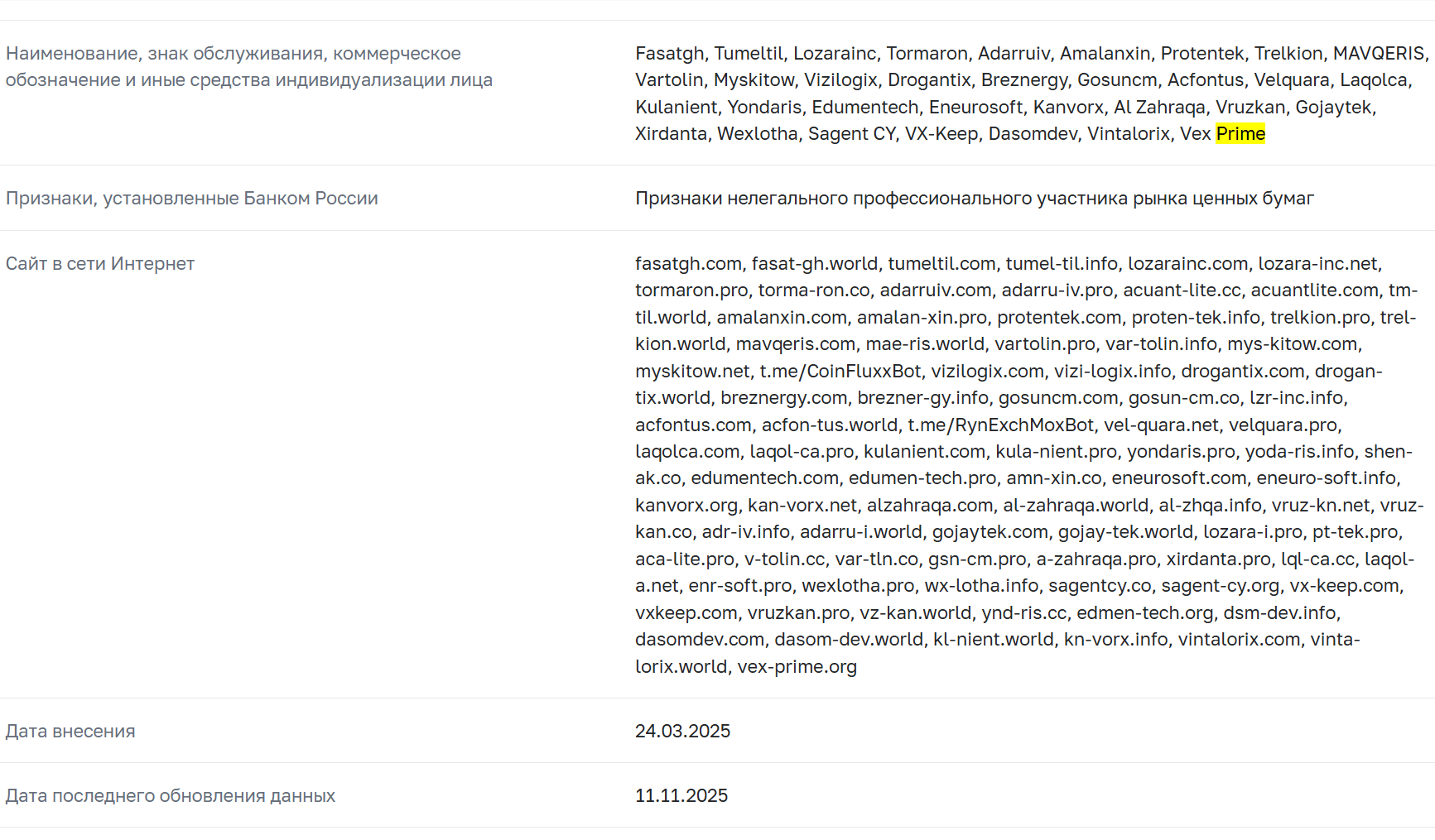 информация о Vex Prime