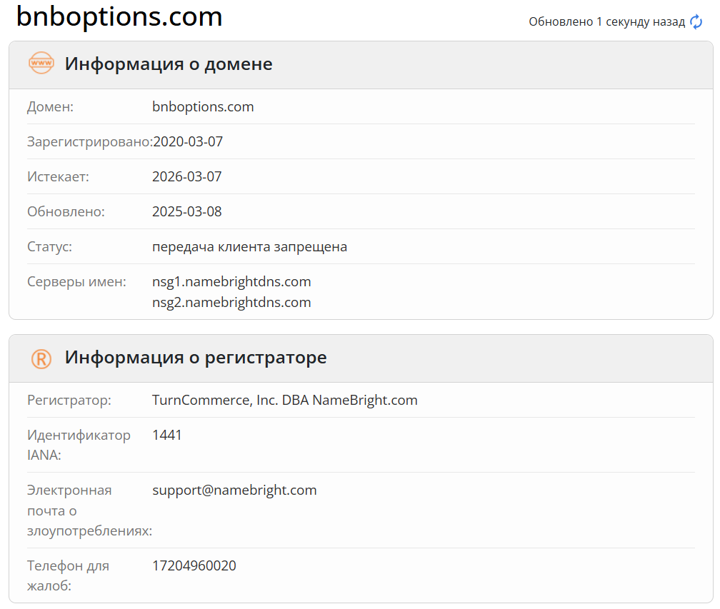 проверка домена BNB Options