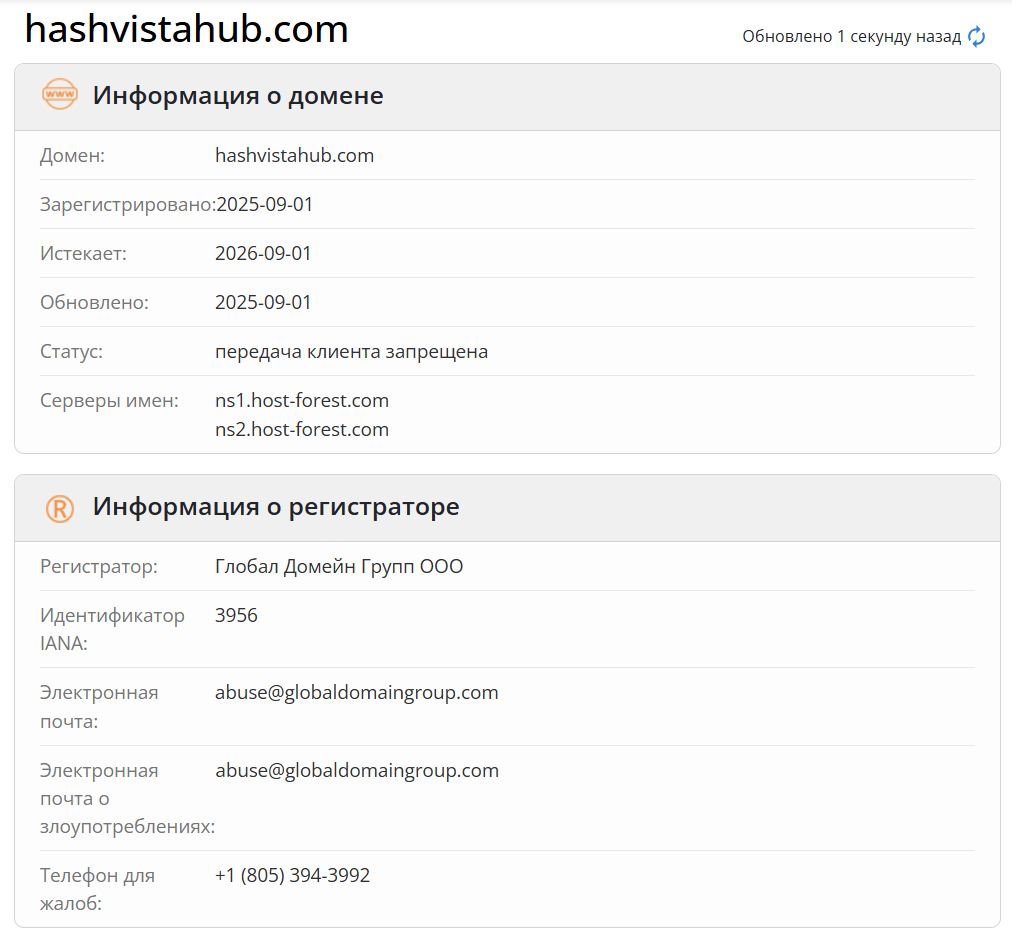 Hash Vista Hub домен