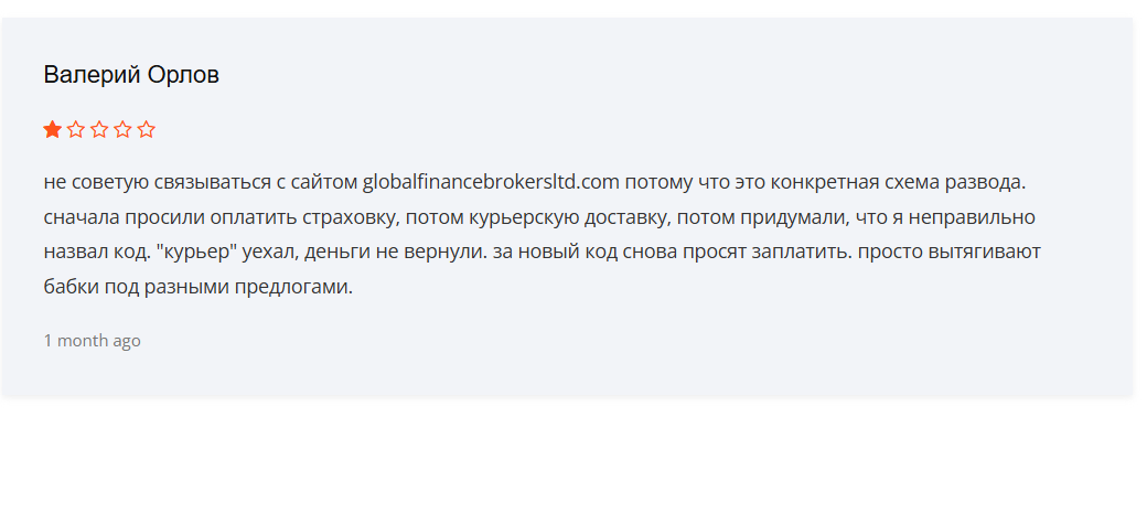 жалоба клиента Global Finance
