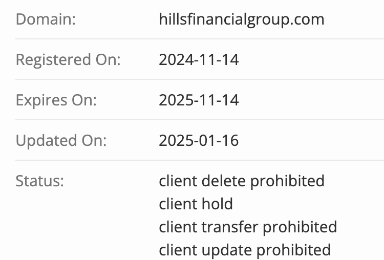 Hills Financial Group домен