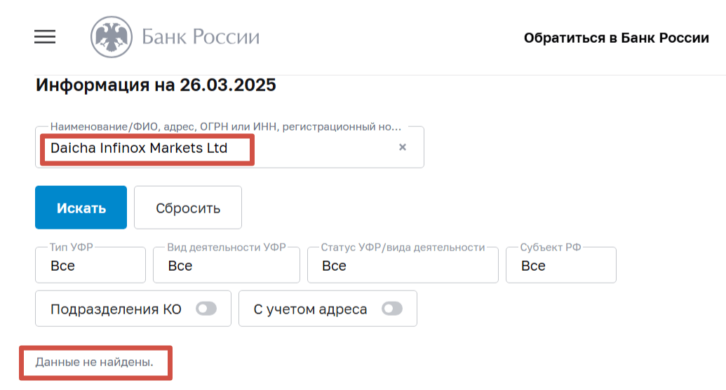 Daicha Infinox Markets Ltd мошенники