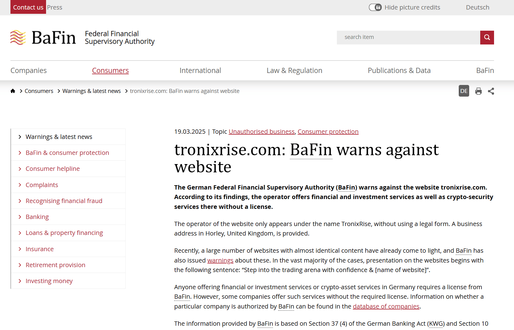 информация о TronixRise