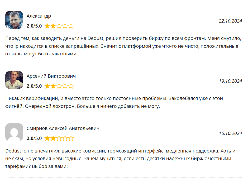 мнение клиентов DeDust