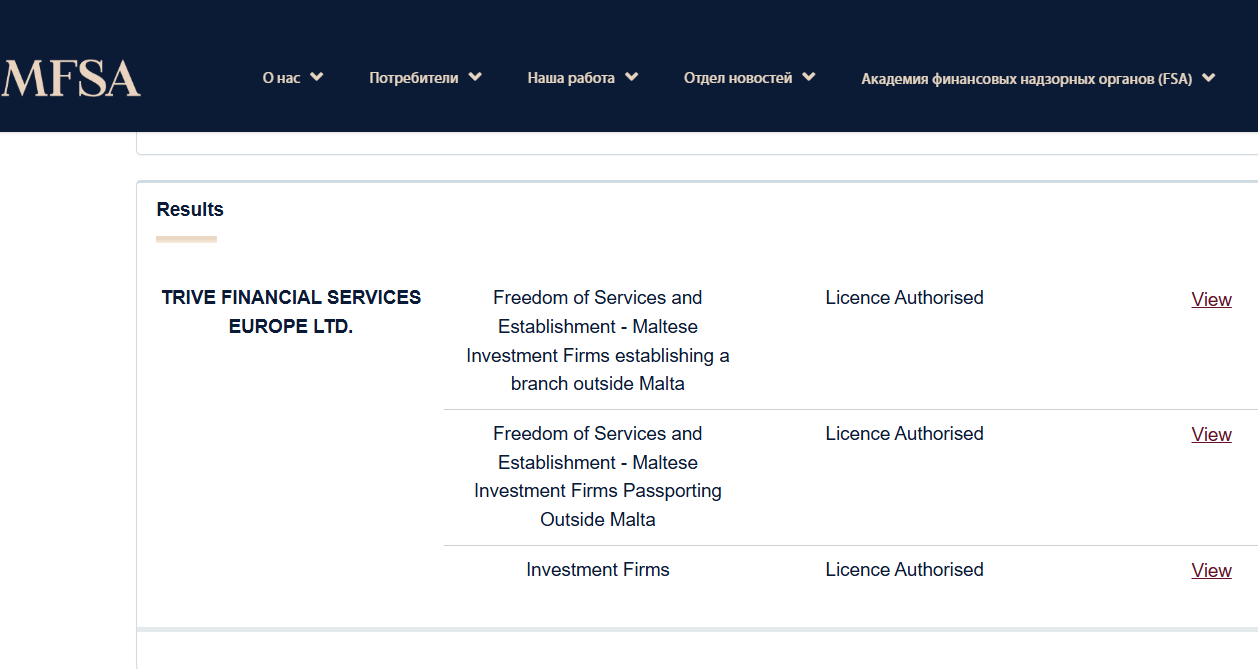 информация о Trive