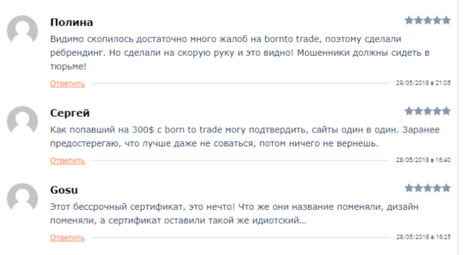 отзывы клиентов Trade Swiss