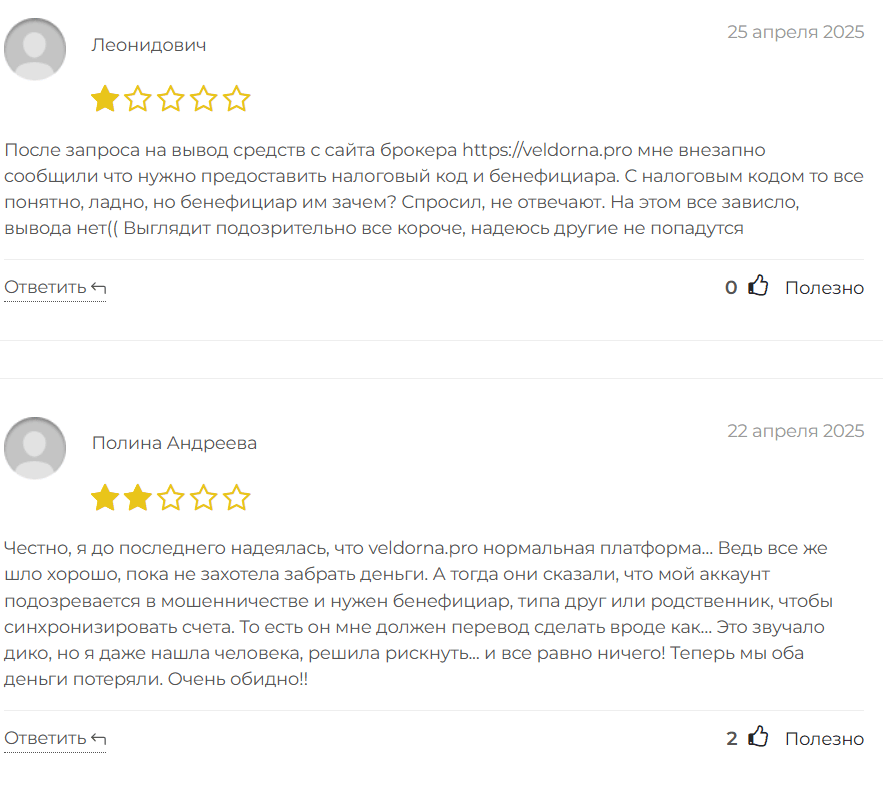 Veldorna отзывы