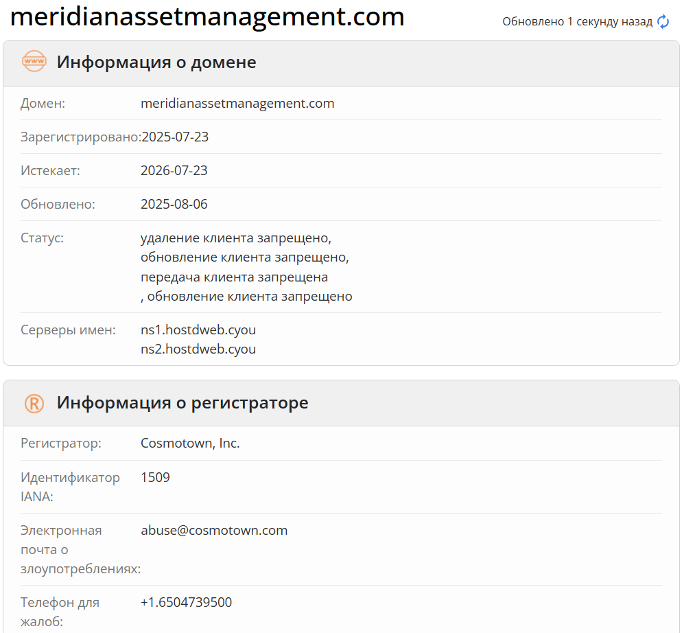 Meridian Asset Management домен