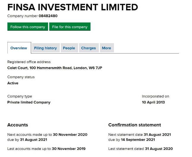 Вся информация о компании Finsa Investment Limited, Фото № 2 - 1-consult.net