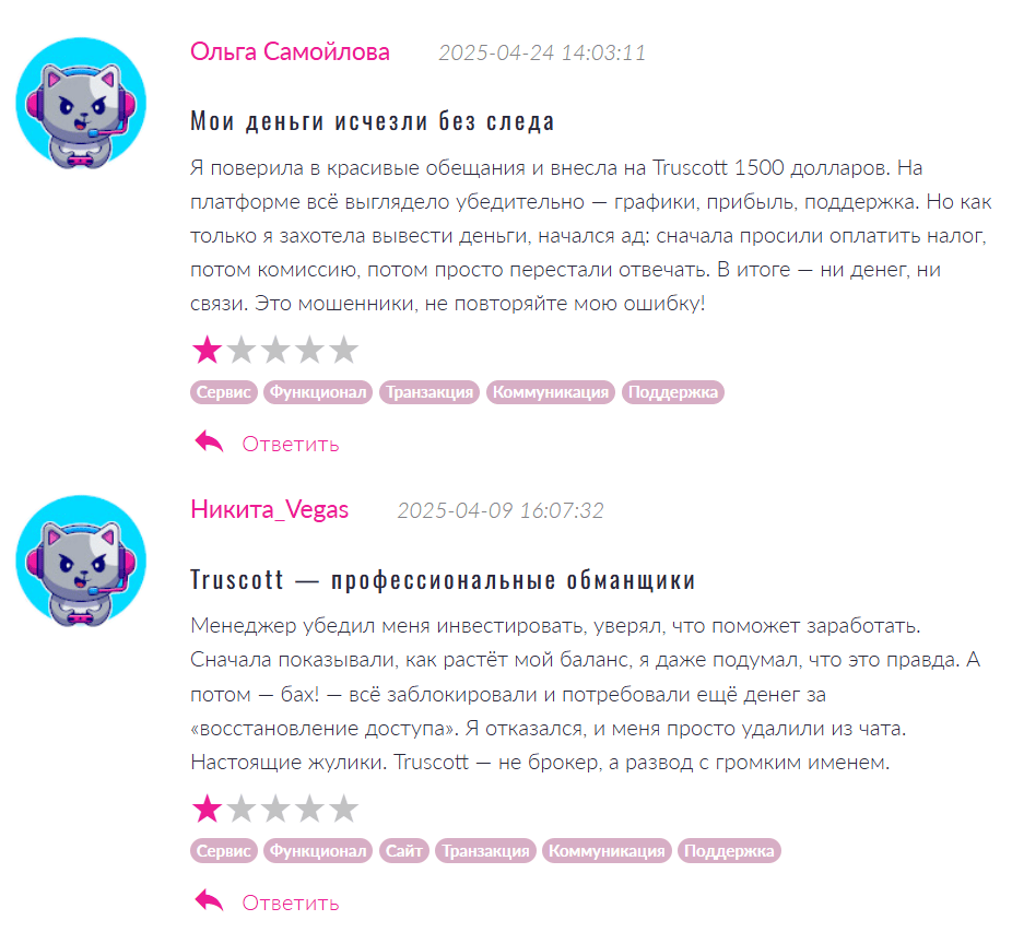 отзывы друзей Truscott Limited