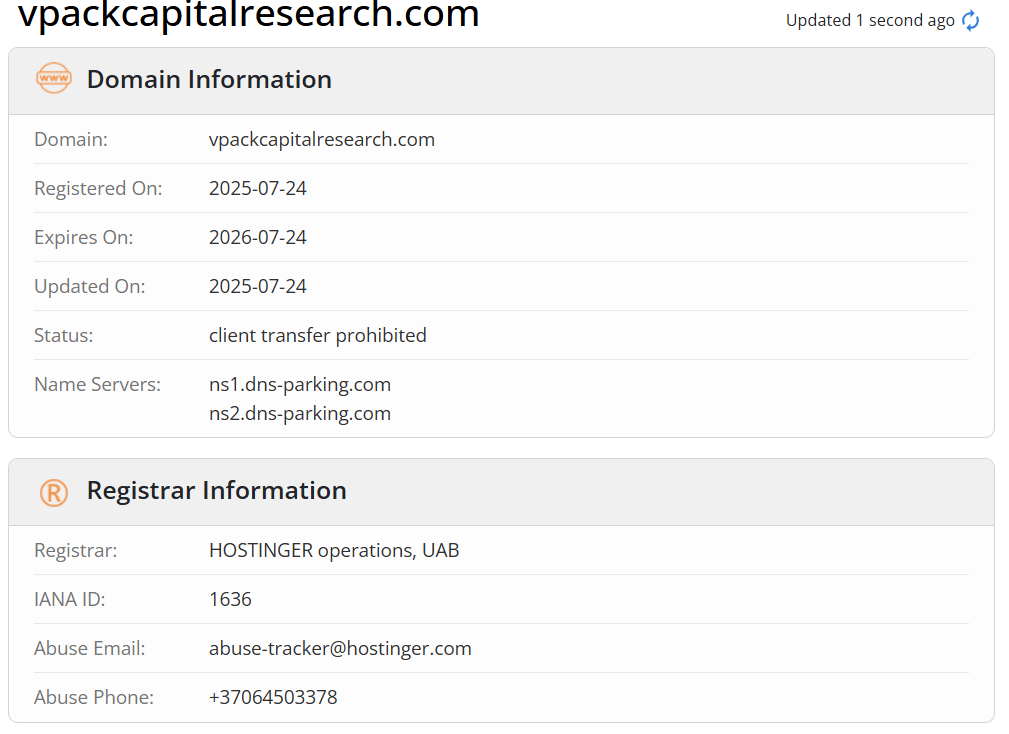 домен VPack Capital Research