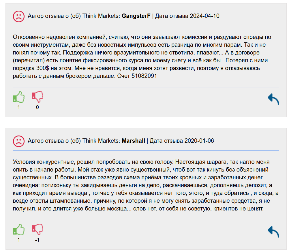 отзывы о ThinkMarkets