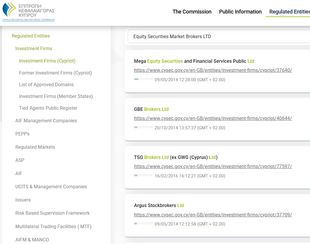 информация о Equity Securities Market Brokers LTD