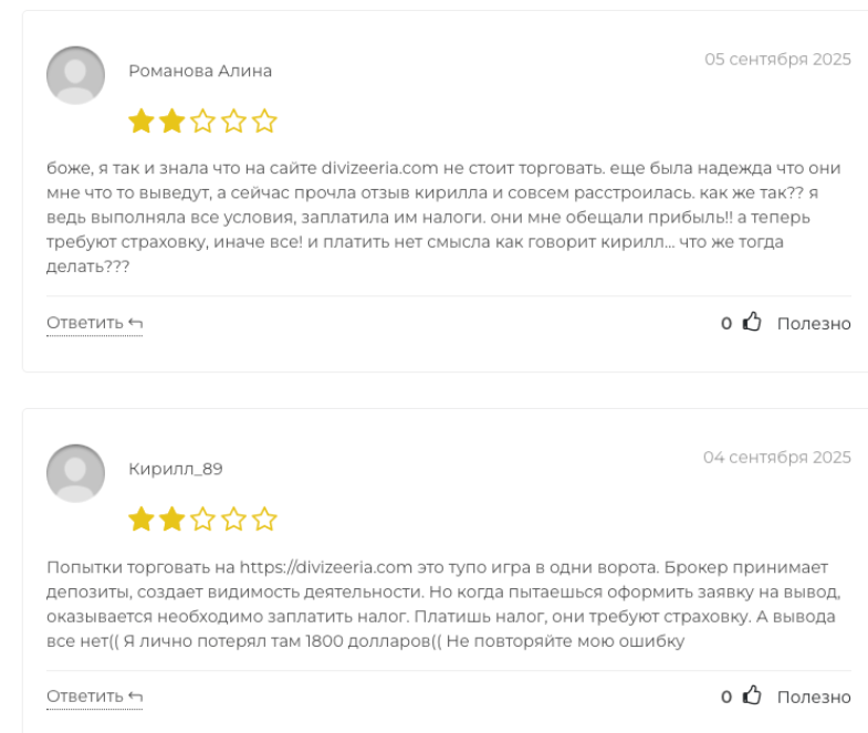 отзывы клиентов Divizeeria