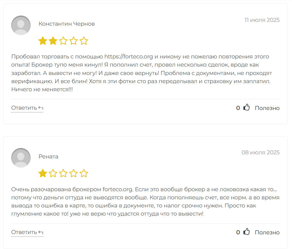 отзывы клиентов Forteco