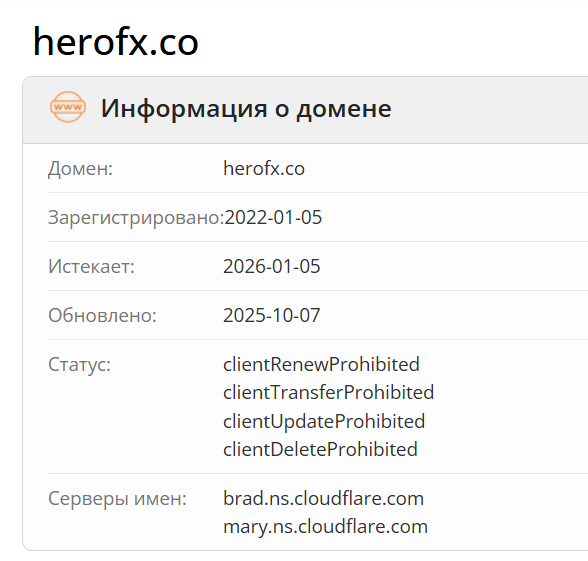 HeroFX — обзор брокерской фирмы, отзывы о торговых счетах, Фото № 2 HeroFX домен