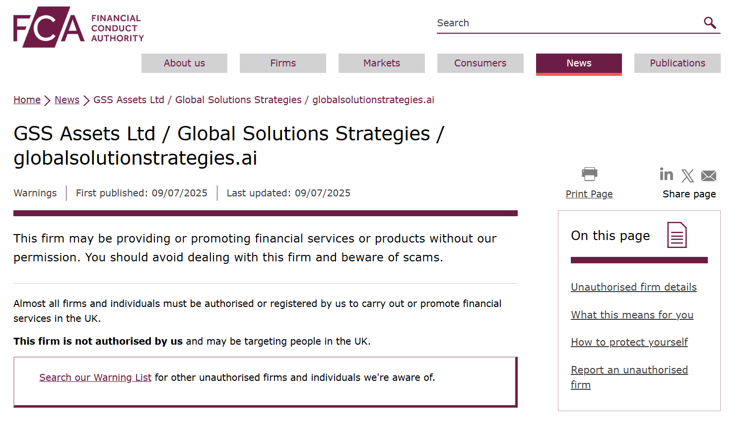 статус фса Global Solution Strategies
