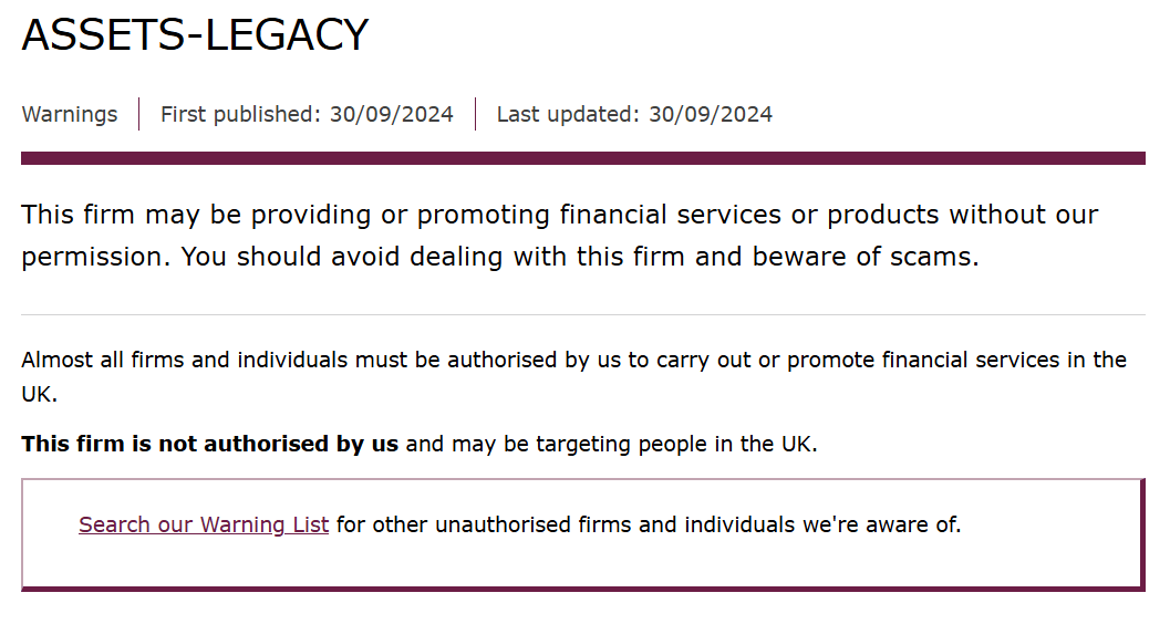 Assets-Legacy Ltd скам